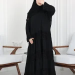 عباية كلوش هندي بطبقات مطرزه اسود