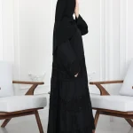⁦عباية كلوش هندي بطبقات مطرزه اسود⁩ - الصورة ⁦6⁩
