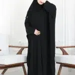 ⁦عباية بشت بتطريز اري اسود مخفي من امام⁩ - الصورة ⁦4⁩