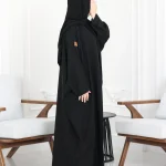 عباية بشت بتطريز اري اسود مخفي من امام