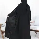 ⁦عباية شهد كريب بشك اسود باوراق شجرة⁩ - الصورة ⁦4⁩