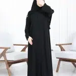 ⁦عباية رنا اسود ناعمة بكسرة من الخلف⁩ - الصورة ⁦3⁩