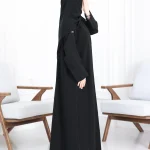 عباية رنا اسود ناعمة بكسرة من الخلف