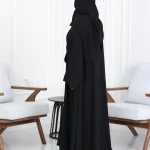 ⁦عباية أحلام كلوش مزينة بخيوط مخفية اسود ناعم 0819⁩ - الصورة ⁦4⁩