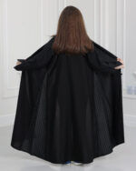 ⁦عباية بناتي مندمجة بكتان مخطط ابيض⁩ - الصورة ⁦6⁩