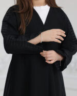 ⁦عباية بناتي مندمجة بكتان مخطط ابيض⁩ - الصورة ⁦8⁩