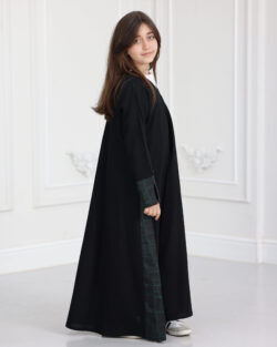 عباية بناتي مندمجة بجاكار خطوط اخضر