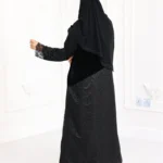 عباية مخمل مندمجة بدانتيل من اسفل عباية