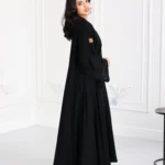 ⁦عباية فزة شك اسود ورق شجر من امام و اكمام⁩ - الصورة ⁦14⁩