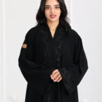 ⁦عباية فزة شك اسود ورق شجر من امام و اكمام⁩ - الصورة ⁦16⁩