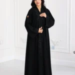 ⁦عباية فزة شك اسود ورق شجر من امام و اكمام⁩ - الصورة ⁦17⁩