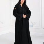 ⁦عباية فزة شك اسود ورق شجر من امام و اكمام⁩ - الصورة ⁦11⁩