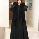 ⁦عباية كلوش ورود بشك اسود 0903⁩ - الصورة ⁦4⁩