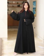 ⁦عباية كلوش ورود بشك اسود 0903⁩ - الصورة ⁦5⁩