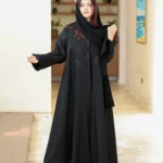 عباية نور فاشن مع تدخل جاكار noor fashion abaya 0908