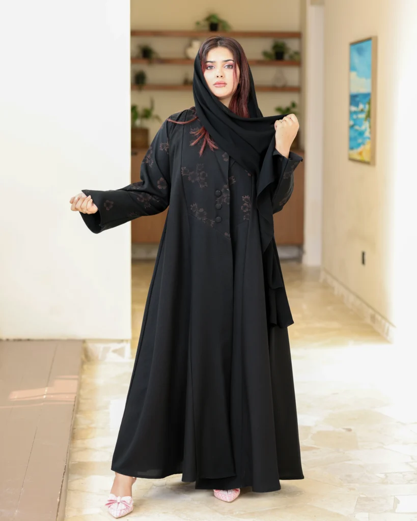 عباية نور فاشن مع تدخل جاكار noor fashion abaya 0908