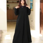 ⁦عباية بليزر اسود من امام قصة موج 0911⁩ - الصورة ⁦5⁩